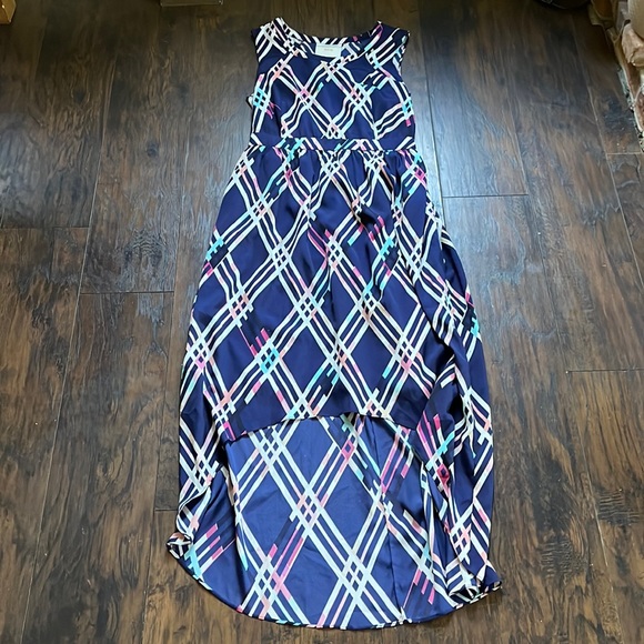Anthropologie Maeve Blue/Pink Plaid Sleeveless High Low Dress - Picture 3 of 10